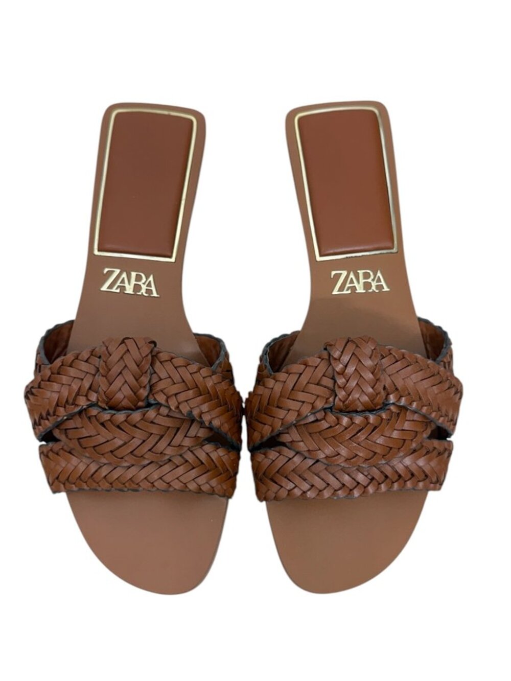 Zara Criss - Criss Cross Braided Leather Slip On Women's Sandals Flats Size 7.5